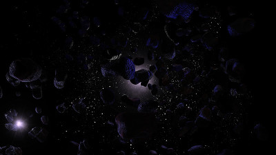 许多小行星在空间3d渲染