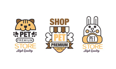 宠物商店或商店向量集的标志