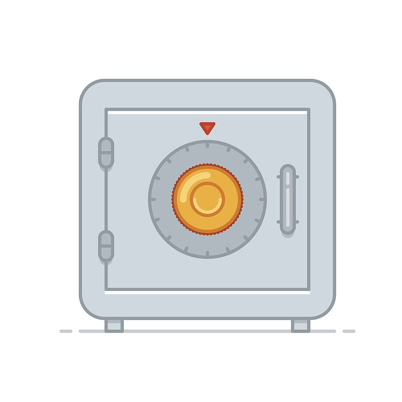 金属银行保险箱图标。安全关闭。