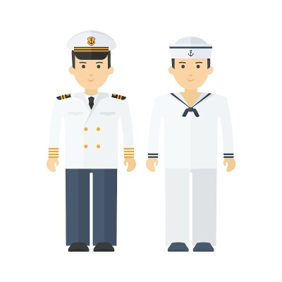 海军船长兼水手。平面矢量卡通插图