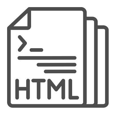 HTML代码文件文件线图标，编程概念，HTML文档矢量符号在白色背景上，轮廓风格图标为移动概念和网页