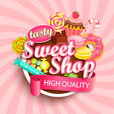 糖果店的标签或标志。