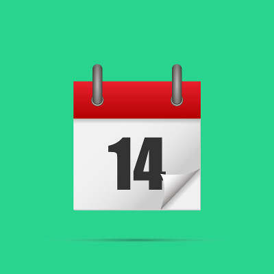 日历图标。日历日期- 14日