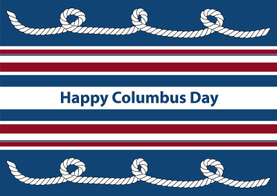 Bue striped  banner Happy Columbus Day.