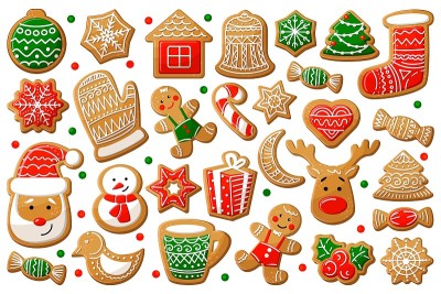 Gingerbread cookie in Christmas and New Year symbo