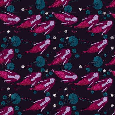 swim of a large flock of mermaids