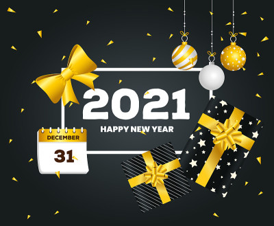 2021新年球和礼物矢量设计