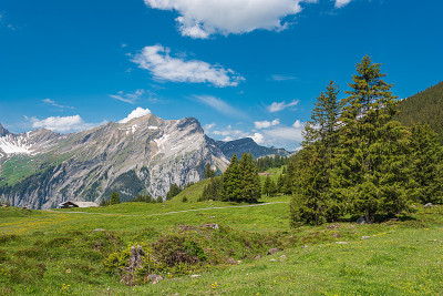 靠近Kandersteg的Oeschinen山站附近的风景