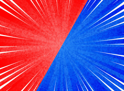 Abstract sun burst  contrast red blue colors backg