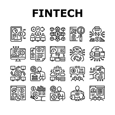 金融科技金融科技图标集向量