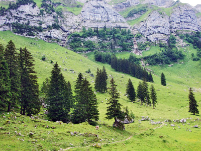 瑞士阿彭策尔地区的阿尔卑斯山全景