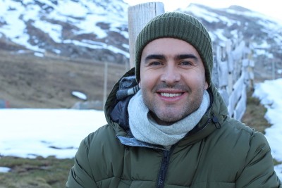 Stylish man in winter background