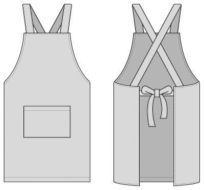 围裙矢量模板插图(正面/背面)/灰色