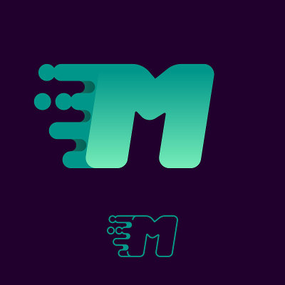 快速字母M标志与线和点。