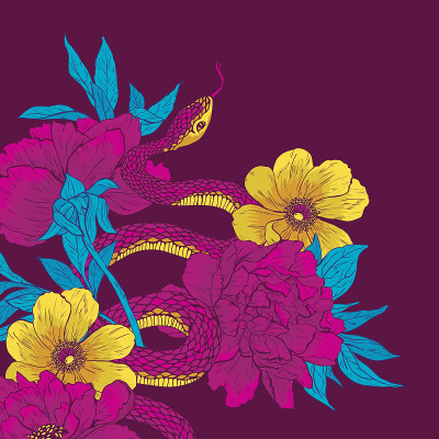 蛇和鲜花。