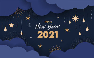 新年快乐2021年-优雅的抽象背景，旗帜。向量概念设计