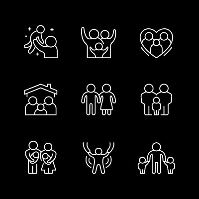 设置线条图标的家庭