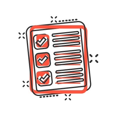 Questionnaire icon in comic style. Online survey v