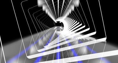 一个黑暗场景的3d渲染与未来的灯光