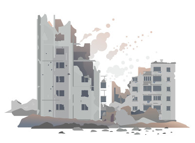 战争摧毁了城市建筑