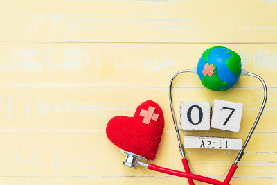 世界卫生日木块日历，4月7日。