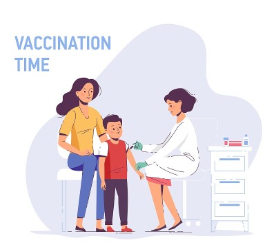 家庭接种疫苗概念，促进免疫健康。