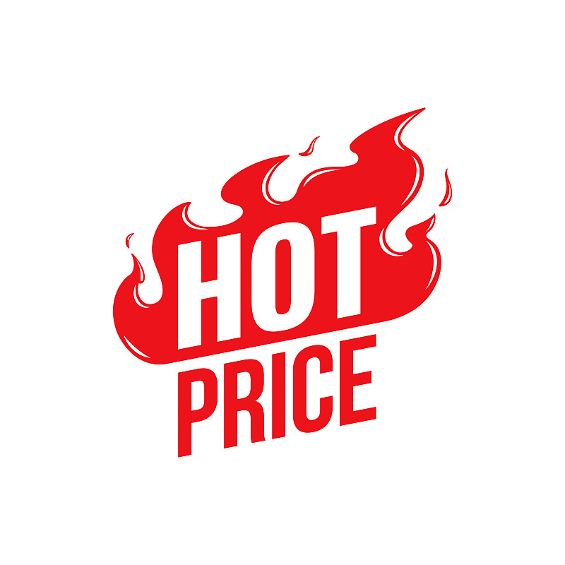 热价格矢量图标。Flat promotion fire banner, price tag, hot