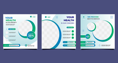 Collection of Medical social media post template f