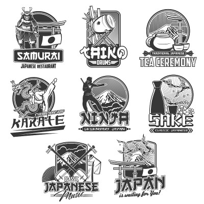 日本矢量图标的日本旅游和旅游业