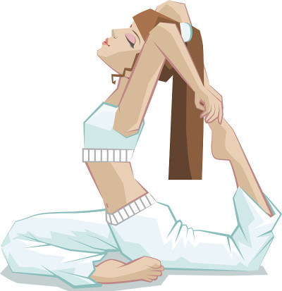 鸽子王姿势。美丽的女孩瑜伽。瑜伽体式Rajakapotasana。