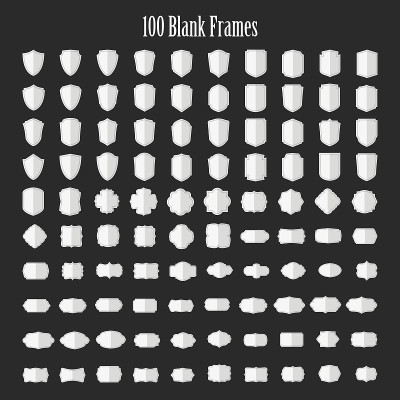 100空白古董框架，标签，矢量EPS10。