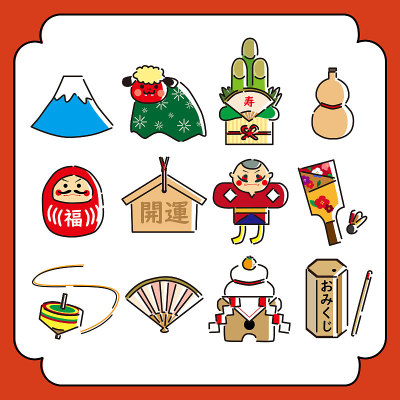 日本的新年卡片。/幸运符