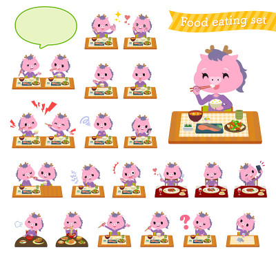 一套关于食物的龙女孩
