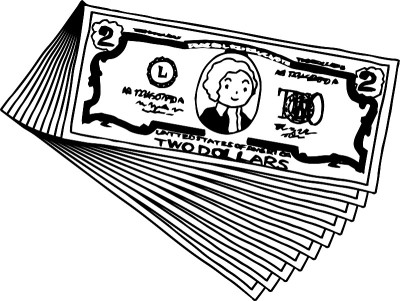 Bunch of Cute hand-painted 2 US dollar banknote ou