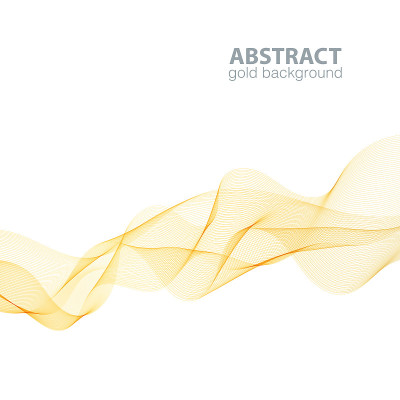 Gold abstract waves background, waved lines for br