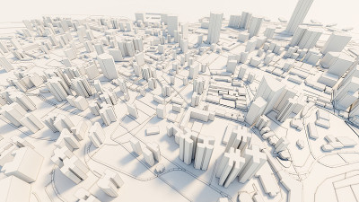 3d市中心白色商业中心