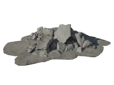 堆碎石和碎片孤立在白色3d插图