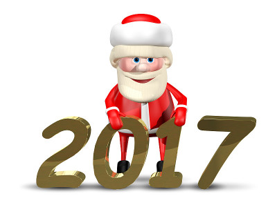 3D插图快乐圣诞老人2017