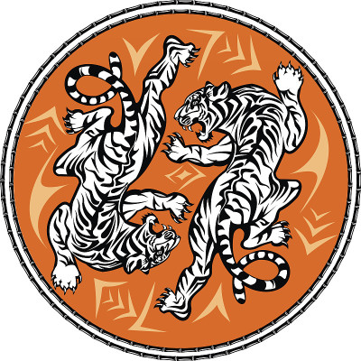 老虎穿过一个环