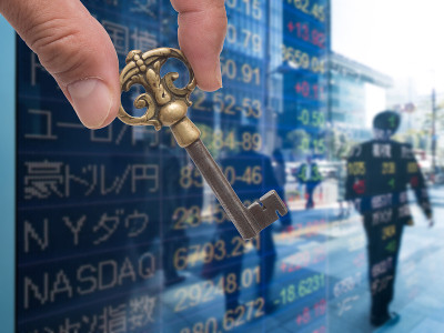 金融形象。股票价格和关键。
