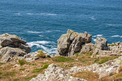 范点。野外的海岸。Finistere。布列塔尼