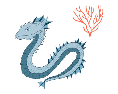 海龙。卡通动物的性格。矢量插图孤立在白色背景。