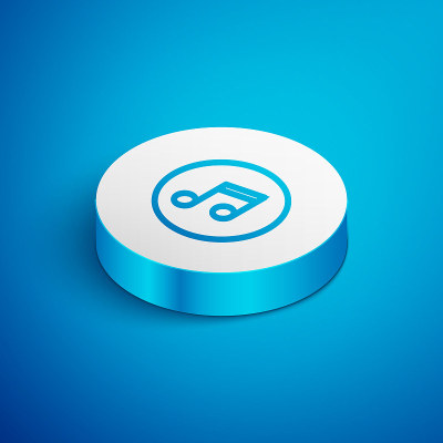 Isometric line Music note, tone icon isolated on b