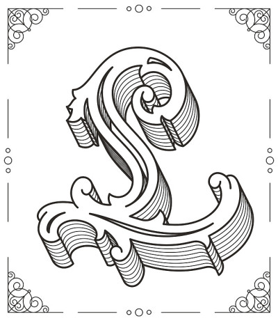 黑色在白色矢量插图的大写字母L