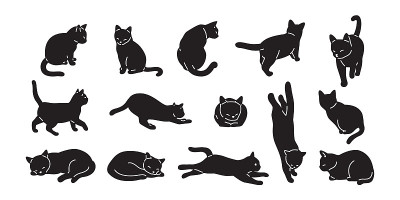 猫矢量小猫图标标志卡通人物插图涂鸦黑色