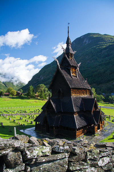 挪威的Borgund Stave Church, Sogn og Fjordane