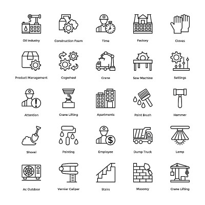 工业和建筑线向量图标集3