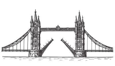 英国伦敦，白色背景上的桥