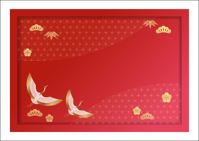 三维浮雕框架和背景插图装饰与日本复古图案。