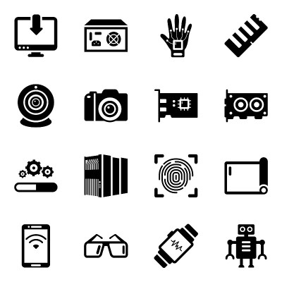 Media Gadgets Icons in Modern solid Style Pack